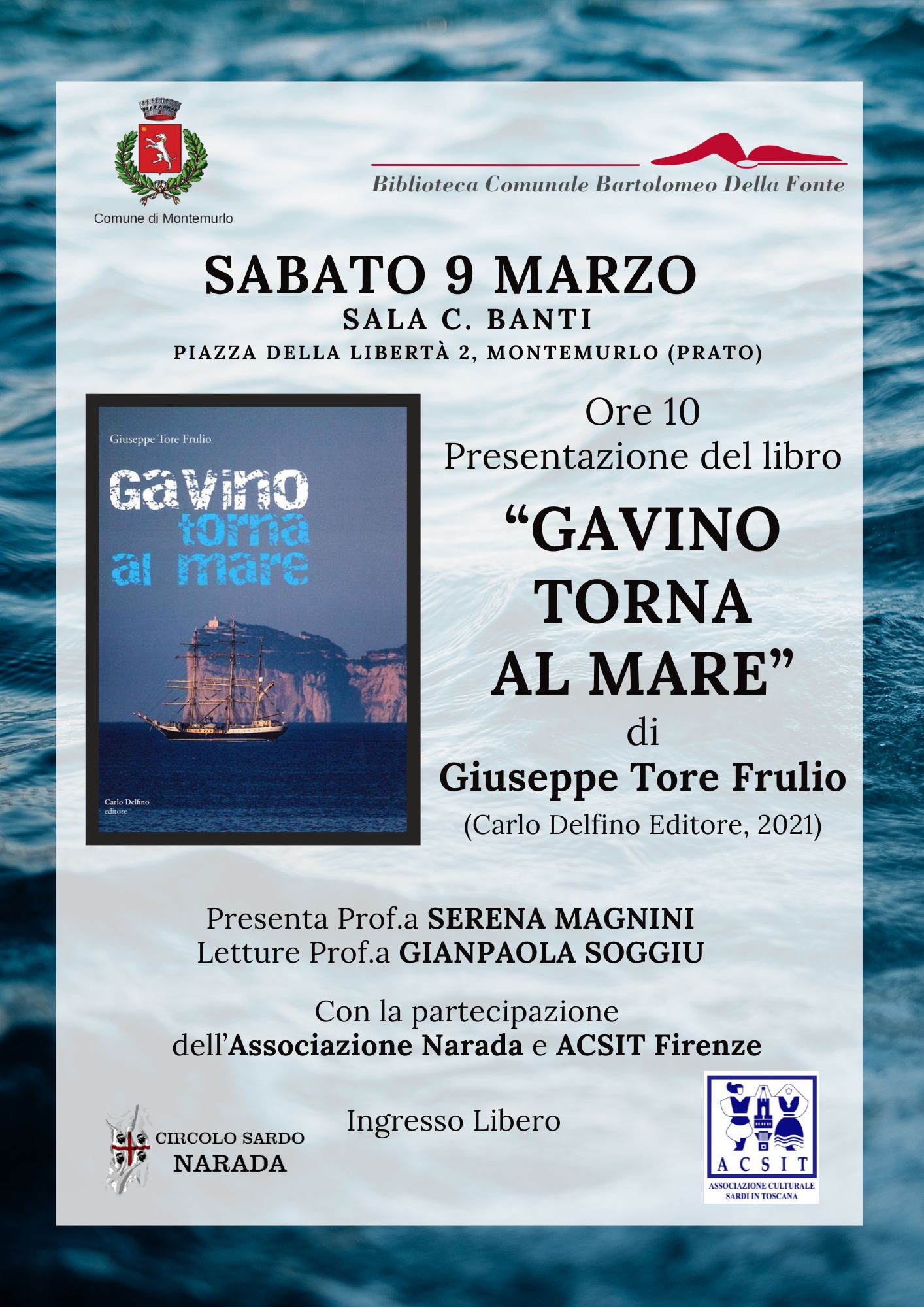 A Montemurlo la presentazione del libro “Gavino torna al mare” di Tore Frullio