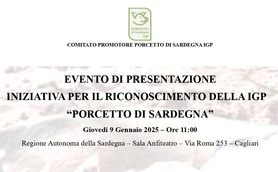 A Cagliari la presentazione dell’Iniziativa per il Riconoscimento della IGP “Porcetto di Sardegna”