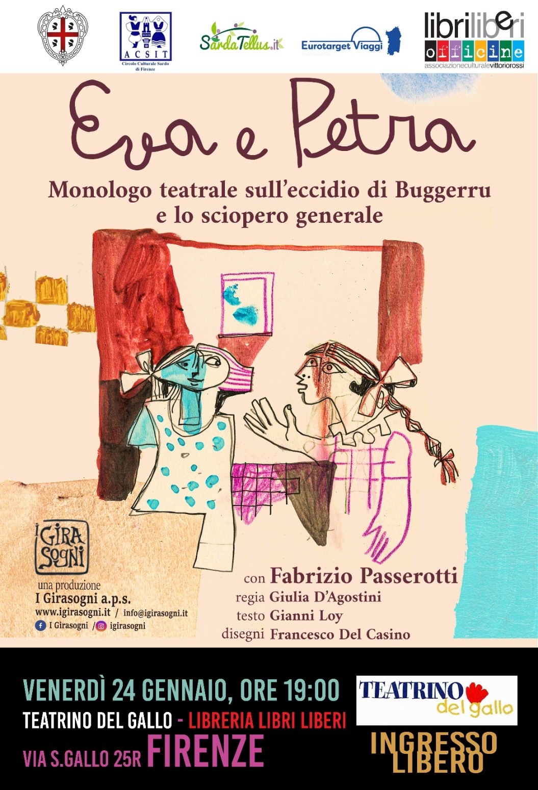 Fabrizio Passerotti al Teatrino del Gallo di Firenze col monologo “Eva e Petra”