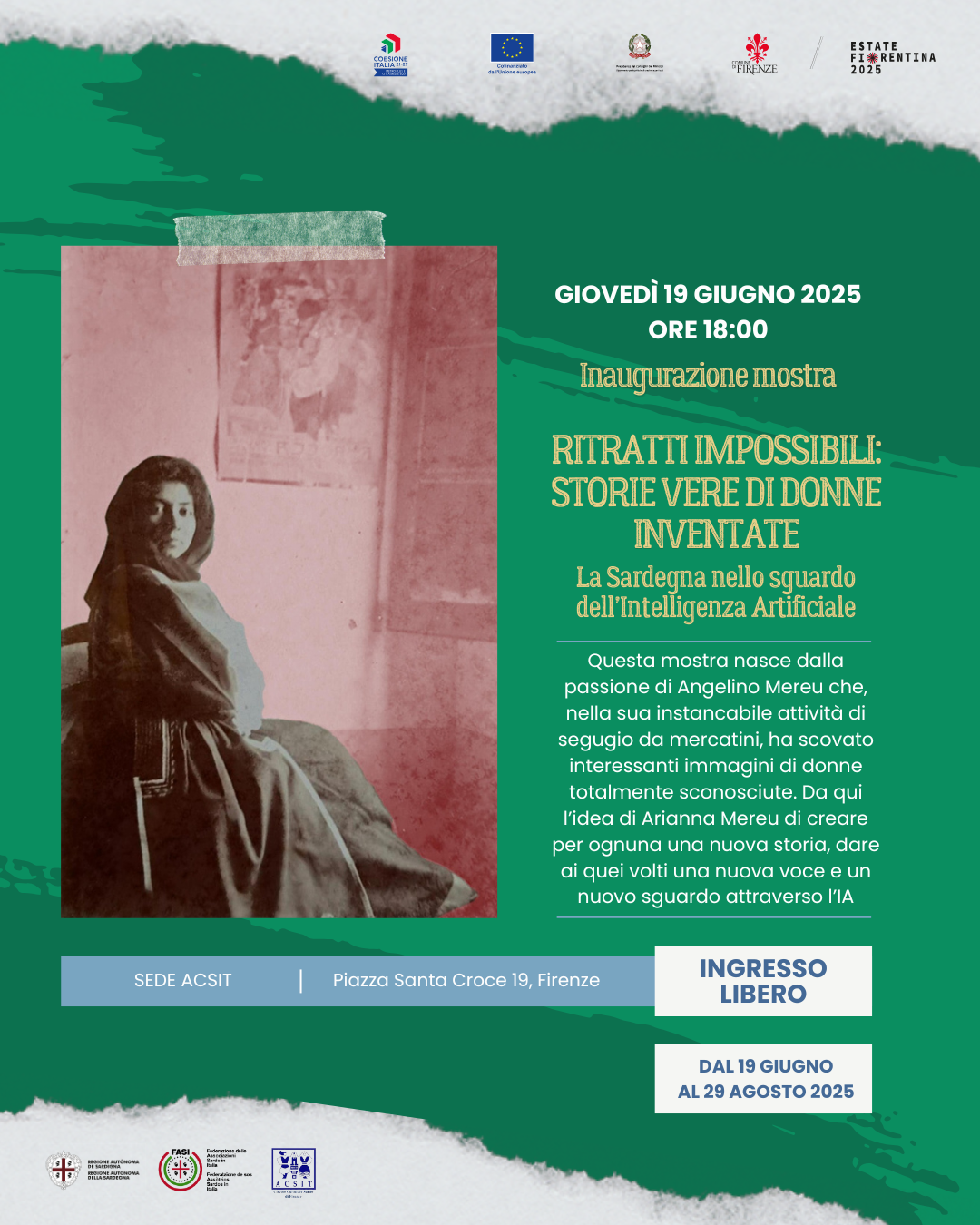 A Firenze la mostra “Ritratti impossibili: storie vere di donne inventate” di Angelino Mereu e Arianna Mereu
