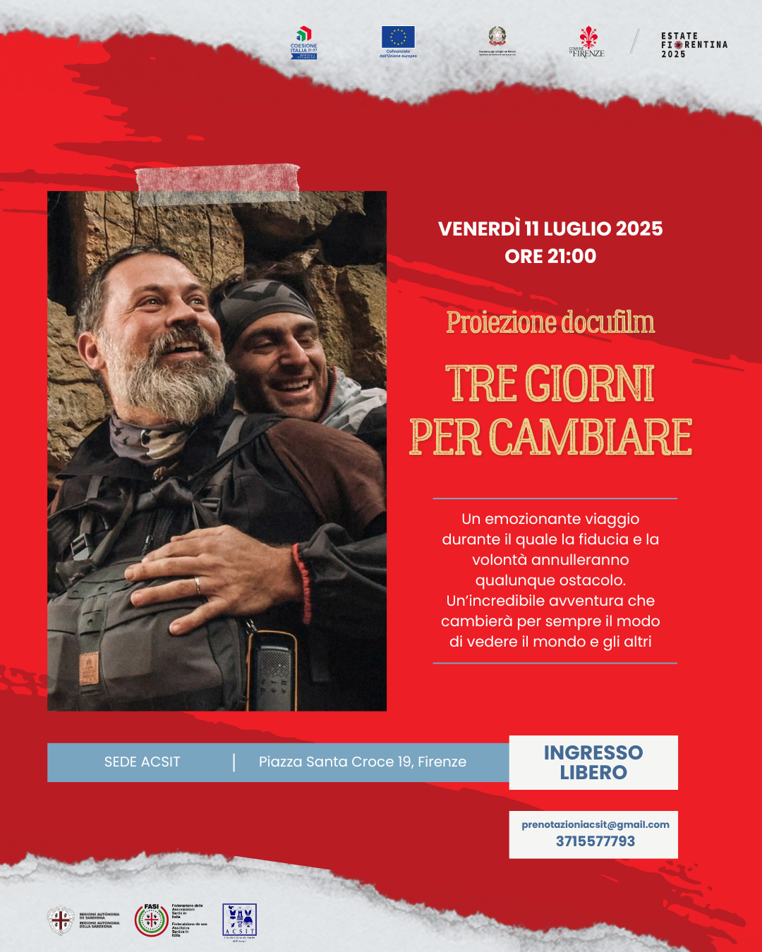 “Tre giorni per cambiare” in proiezione a Firenze per la rassegna “Un’isola di film”