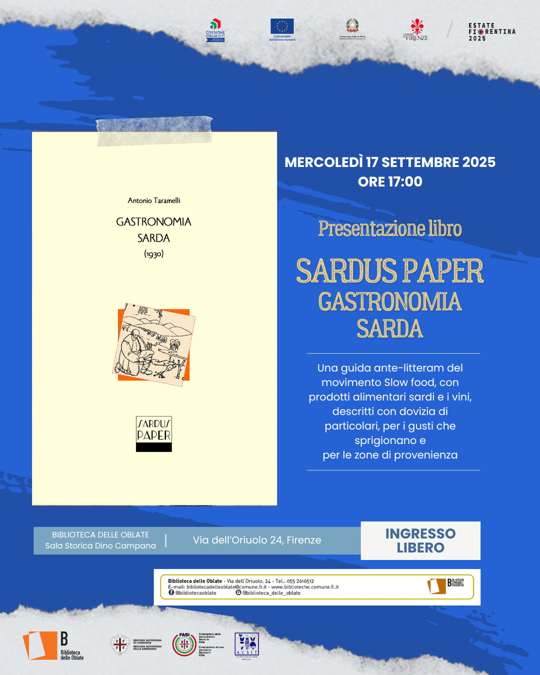 A Firenze la presentazione di “Sardus Paper: Gastronomia sarda”