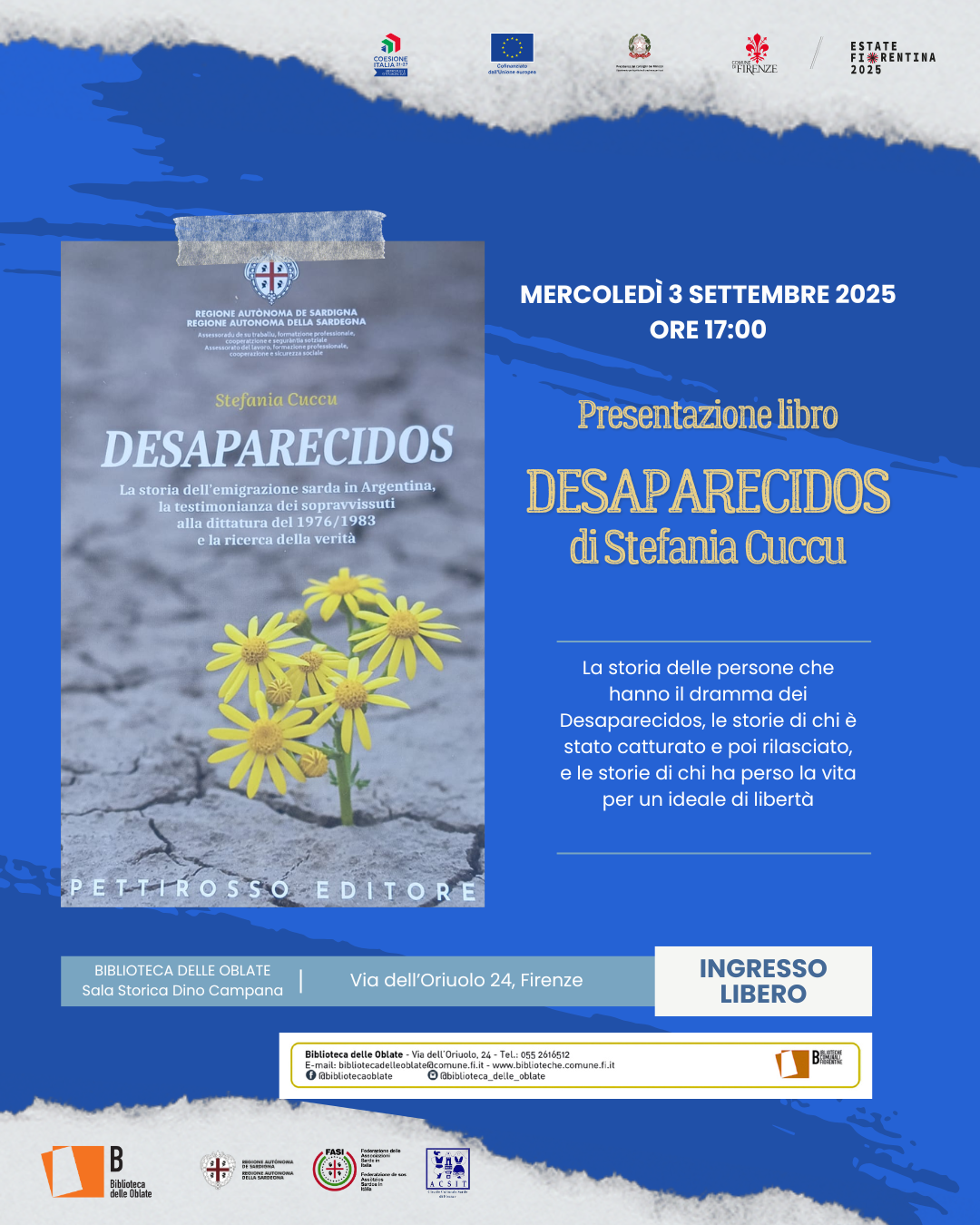 Stefania Cuccu presenta a Firenze il libro “Desaparecidos”