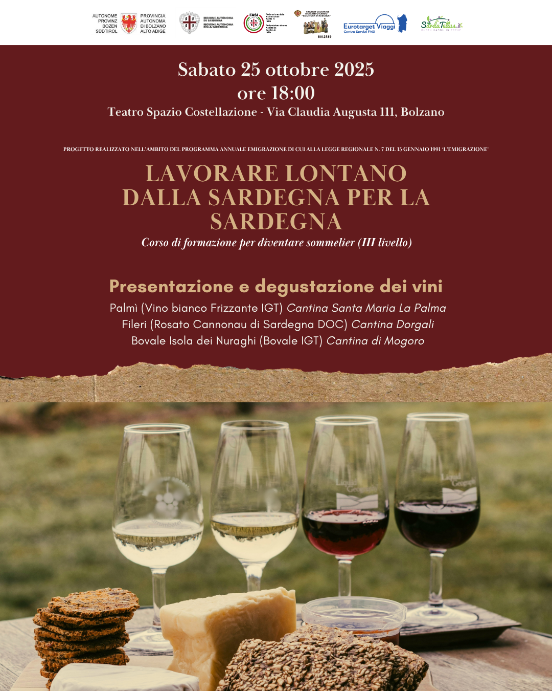 A Bolzano degustazione di vini per il progetto “Lavorare lontano dalla Sardegna per la Sardegna”