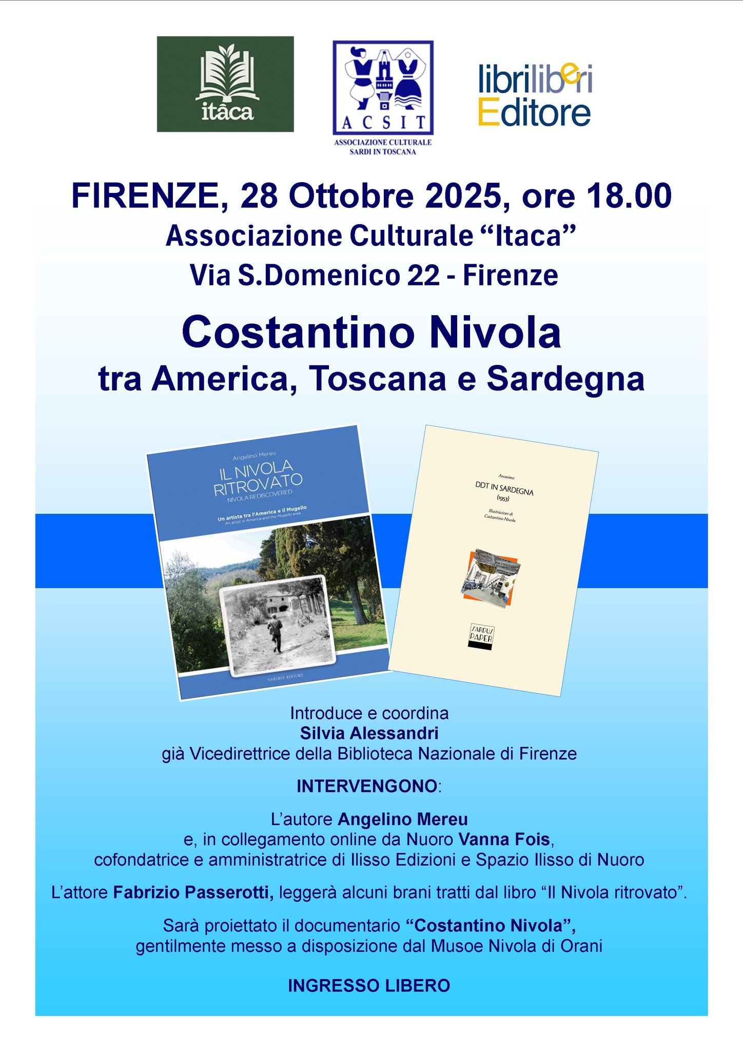A Firenze incontro “Costantino Nivola: tra America, Toscana e Sardegna”