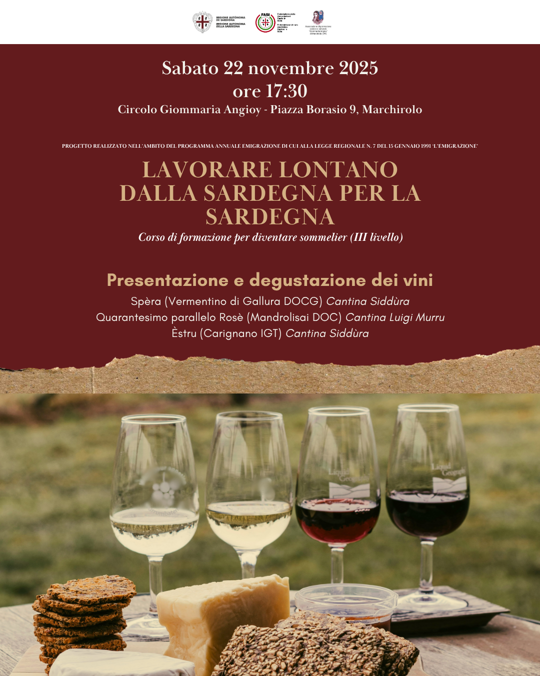 A Marchirolo degustazione di vini per il progetto “Lavorare lontano dalla Sardegna per la Sardegna”